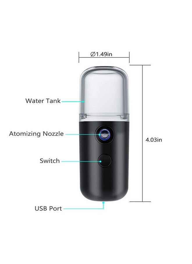 Nano Mist Sprayer,Moisturizing Nano Facial Mister, Portable Mini Nano Mister, Handy Hydrating Sprayer For Eyelash Extensions Skin Care Make Up, 1Oz /30Ml Visual Water Tank Black