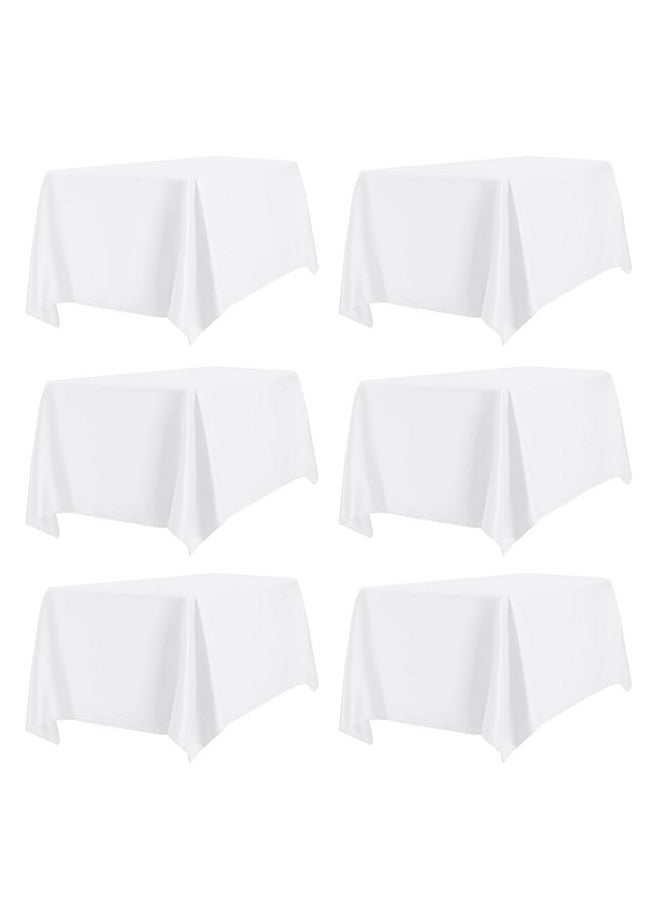 6 Pack White Table Cloths 60 X 102 Inch, Stain And Wrinkle Resistant Table Linen For 6 Ft Rectangle Table, Polyester Table Covers For Dining Table, Wedding, Party, Banquet And Camping