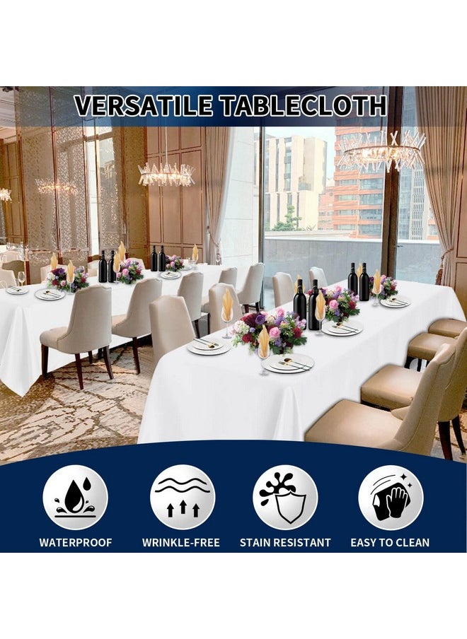 6 Pack White Table Cloths 60 X 102 Inch, Stain And Wrinkle Resistant Table Linen For 6 Ft Rectangle Table, Polyester Table Covers For Dining Table, Wedding, Party, Banquet And Camping