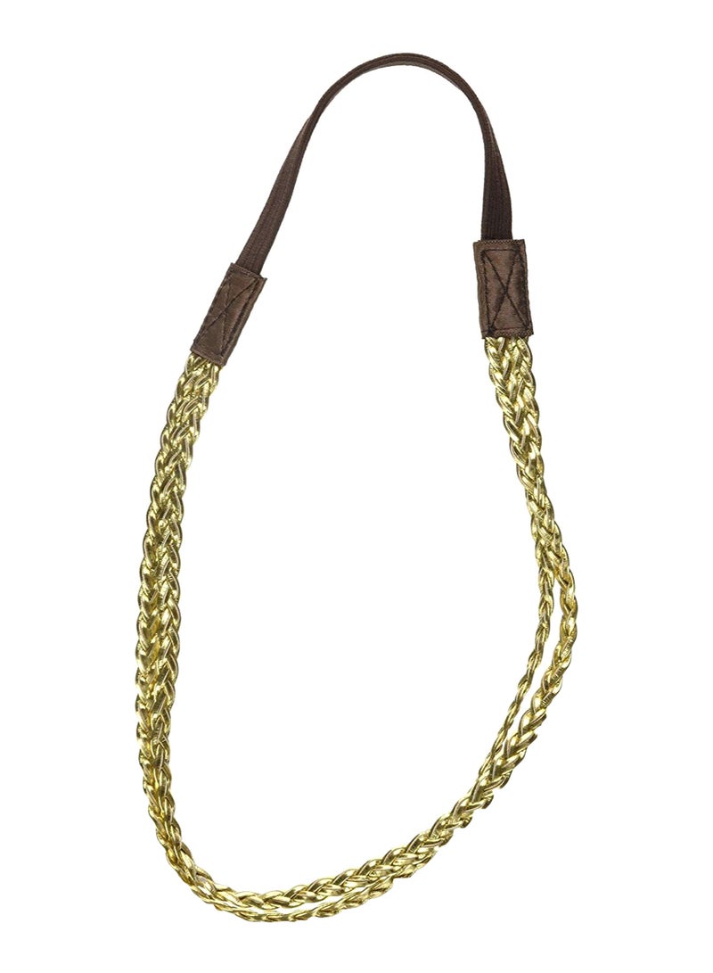 Two Braids Stretch Headband Gold/Brown