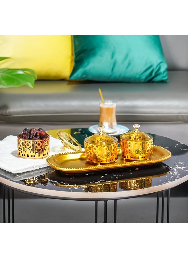 3 Pcs Middle Eastern Arab Festival Hollowing Cut Iron Tray for Eid,Wedding Baby Shower Birthday Party and Sacrifice Feast Candy Box