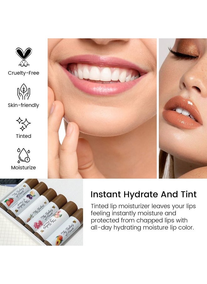 Tinted Lip Balm, Tinted Chapstick 2 In 1 Moisturizing Lip Balm And Buildable Lipstick, Instant Hydration Chapped Lips And Pale Lips, Keep Lips Hydrated Lip Moisturizer, 0.16Oz, Pack Of 6