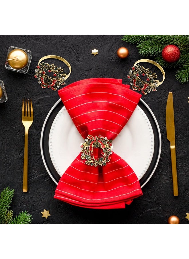 Christmas Napkin Rings Set Of 6, Holiday Napkin Rings Christmas Wreath Napkin Holder Rings For Christmas Dinning Table Decorations