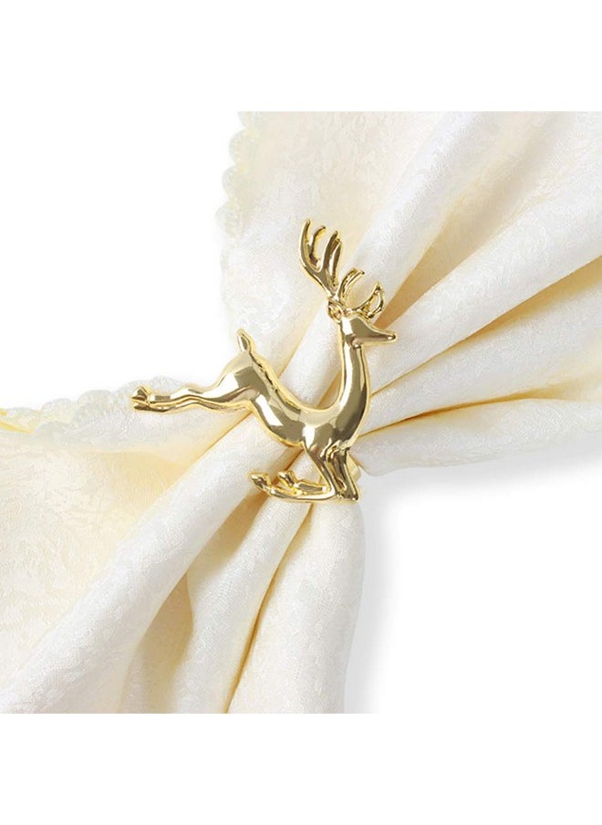 Napkin Rings, 6Pcs Gold Elk Chic Napkin Rings For Place Settings, Wedding Receptions, Christmas, Thanksgiving And Home Kitchen Dining Table Linen Accessories