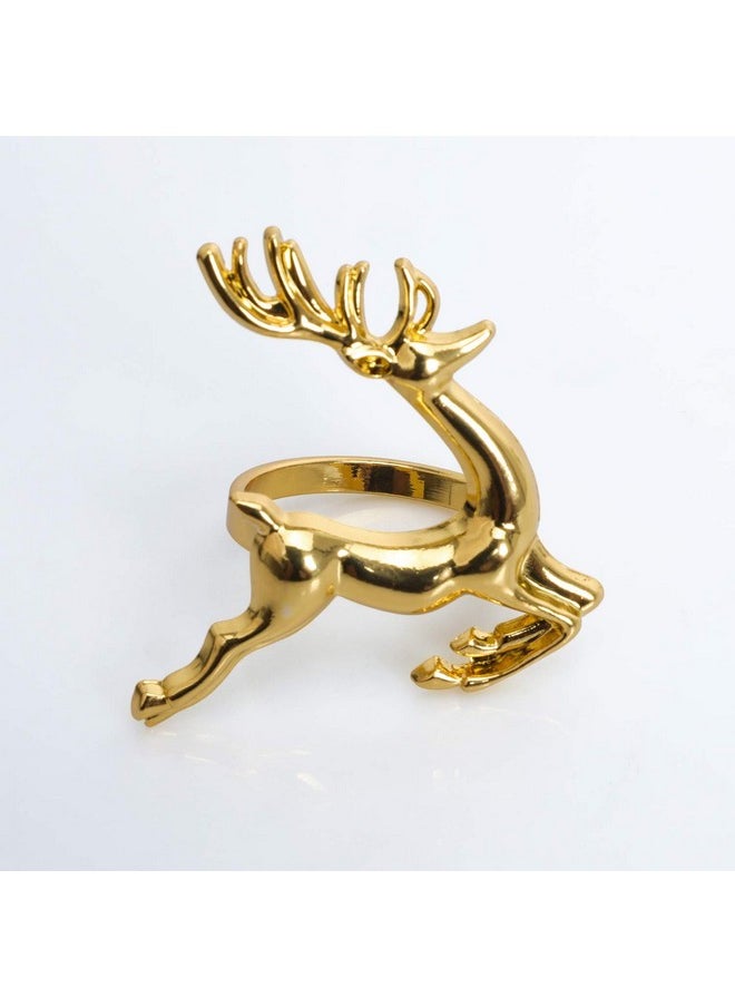 Napkin Rings, 6Pcs Gold Elk Chic Napkin Rings For Place Settings, Wedding Receptions, Christmas, Thanksgiving And Home Kitchen Dining Table Linen Accessories