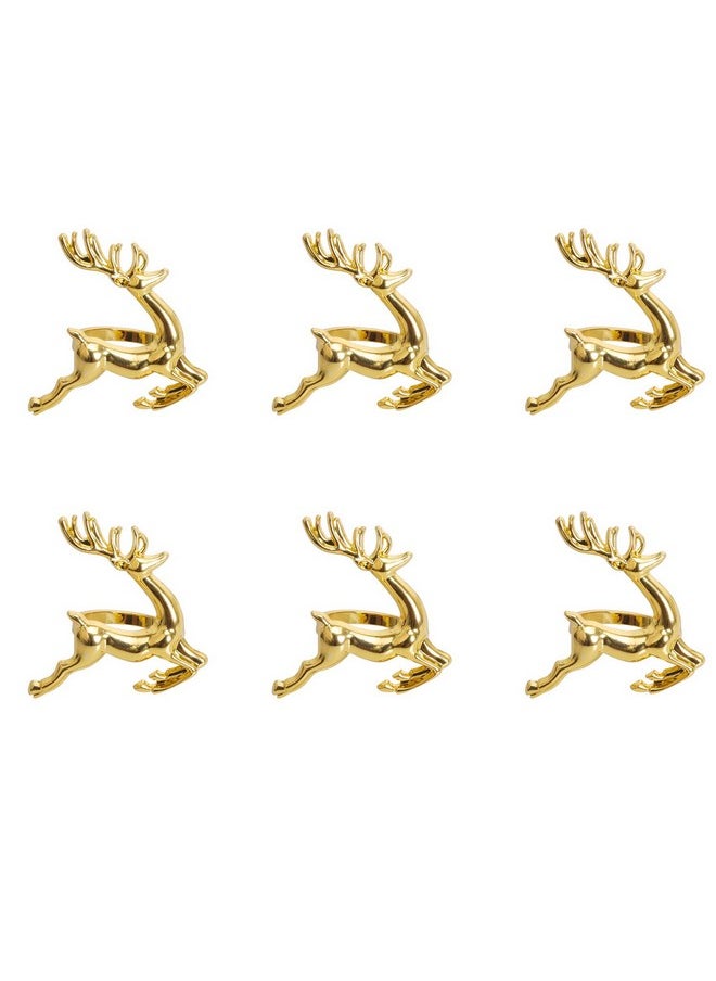 Napkin Rings, 6Pcs Gold Elk Chic Napkin Rings For Place Settings, Wedding Receptions, Christmas, Thanksgiving And Home Kitchen Dining Table Linen Accessories