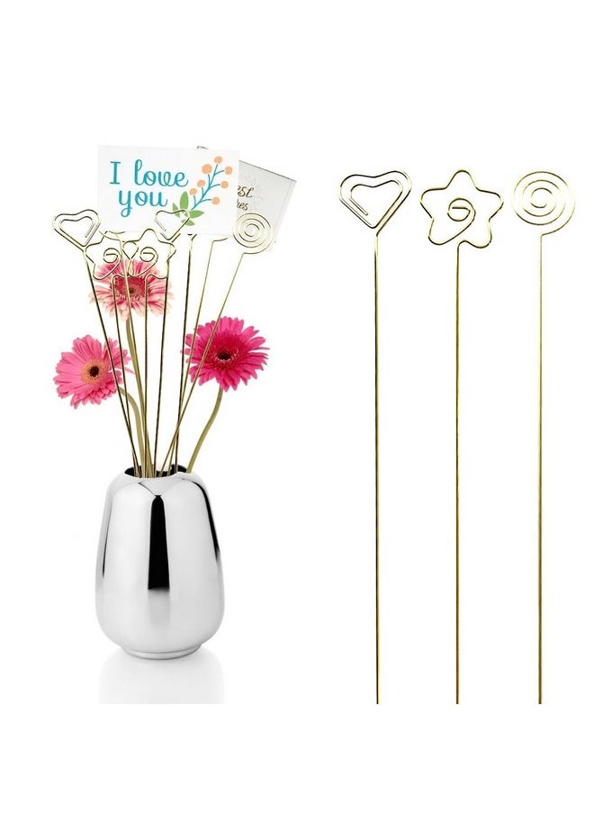 30Pcs Metal Wire Place Card Holder Floral Picks Table Card Photo Clips Memo Holder Picture Holders For Centerpieces Wedding Party Birthday Shower Party Favor