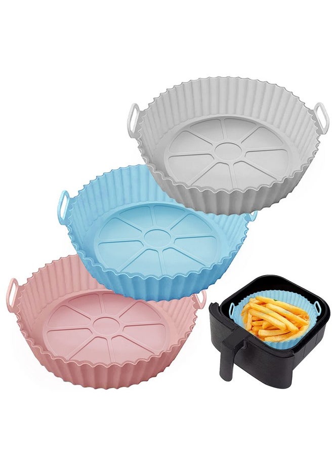 Air Fryer Silicone Pot,3 Pack Air Fryer Silicone Liners Fits 3Qt - 5Qt Air Fryer,Reusable Replacement Of Flammable Parchment Liner Paper Round Non Stick Air Fryers Basket Oven Accessories