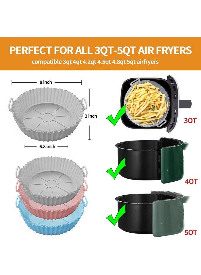 Air Fryer Silicone Pot,3 Pack Air Fryer Silicone Liners Fits 3Qt - 5Qt Air Fryer,Reusable Replacement Of Flammable Parchment Liner Paper Round Non Stick Air Fryers Basket Oven Accessories