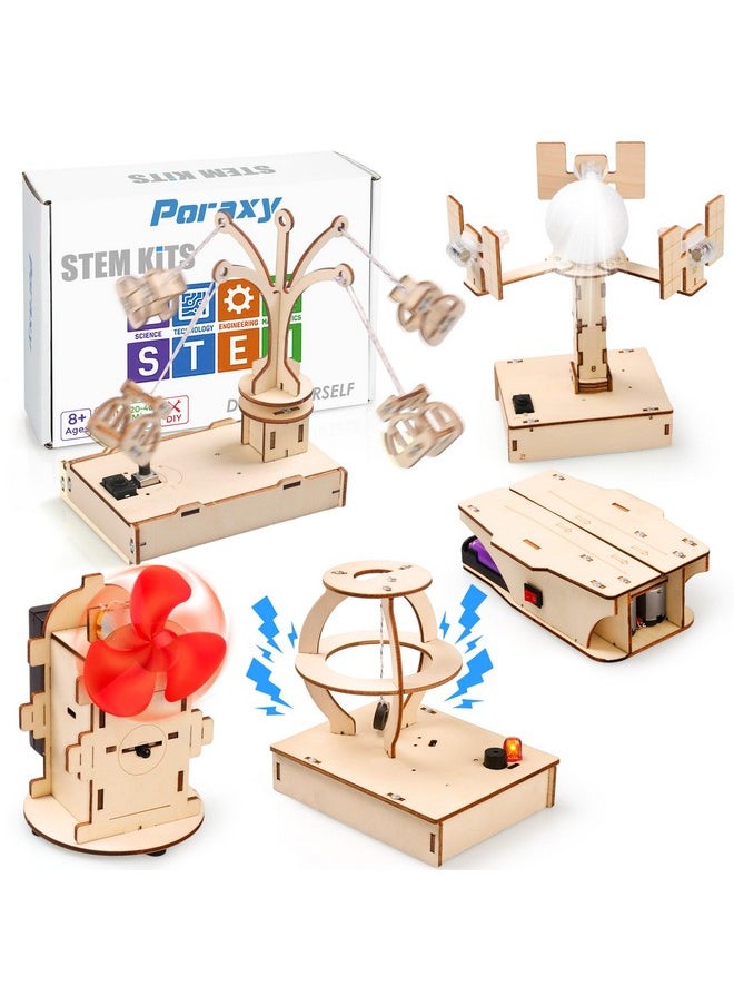 Stem Kits For Kids Ages 8-10-12, 5 Set Wooden 3D Puzzles, Educational Science Experiment Building Projects Crafts, Toys For Ages 8-13, Birthday Gifts For Boys Girls 7 8 9 10 11 12 13 Years Old