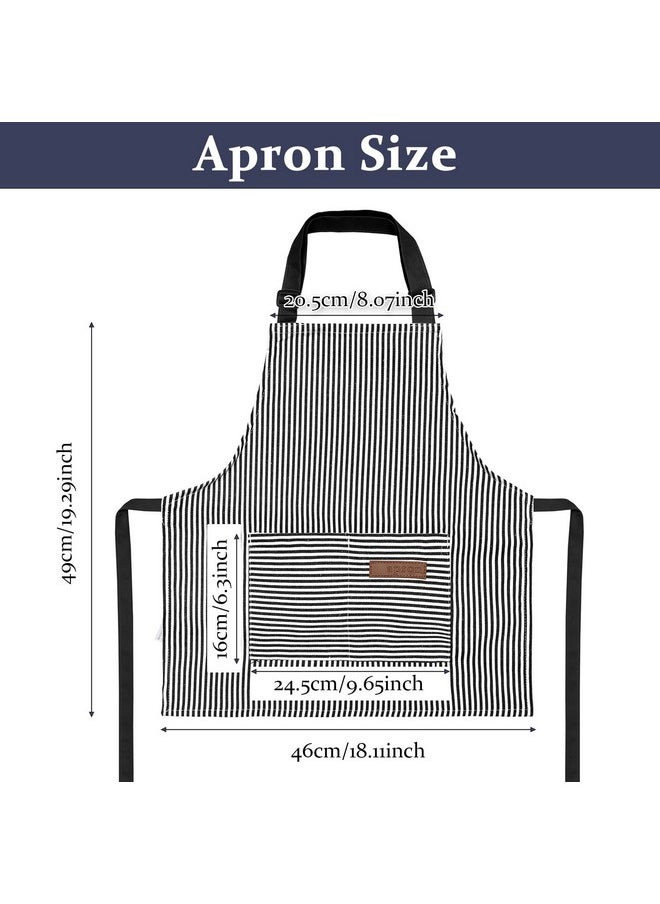 2 Pcs Kids Apron Adjustable Chef Apron Cotton Toddler Cooking Stripe Apron With 2 Pockets For Children Baking(Black, Brown)