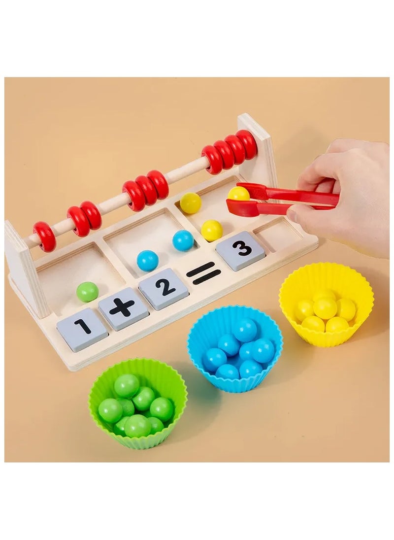 Wooden Math Educational Abacus Toy - Colorful Bead Sorting Game for Toddlers & Preschoolers, Montessori Learning Toy for Counting, Math Skills, and Early STEM Education