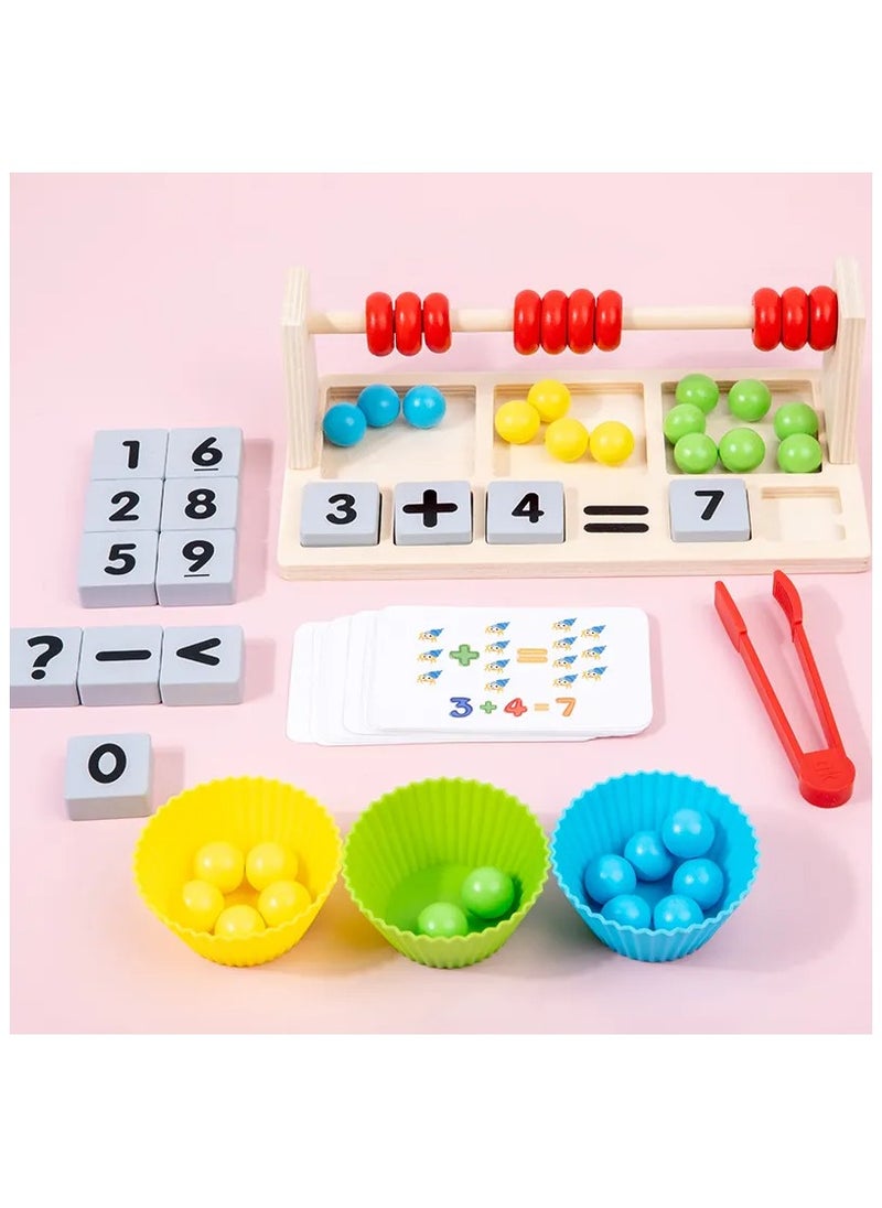 Wooden Math Educational Abacus Toy - Colorful Bead Sorting Game for Toddlers & Preschoolers, Montessori Learning Toy for Counting, Math Skills, and Early STEM Education