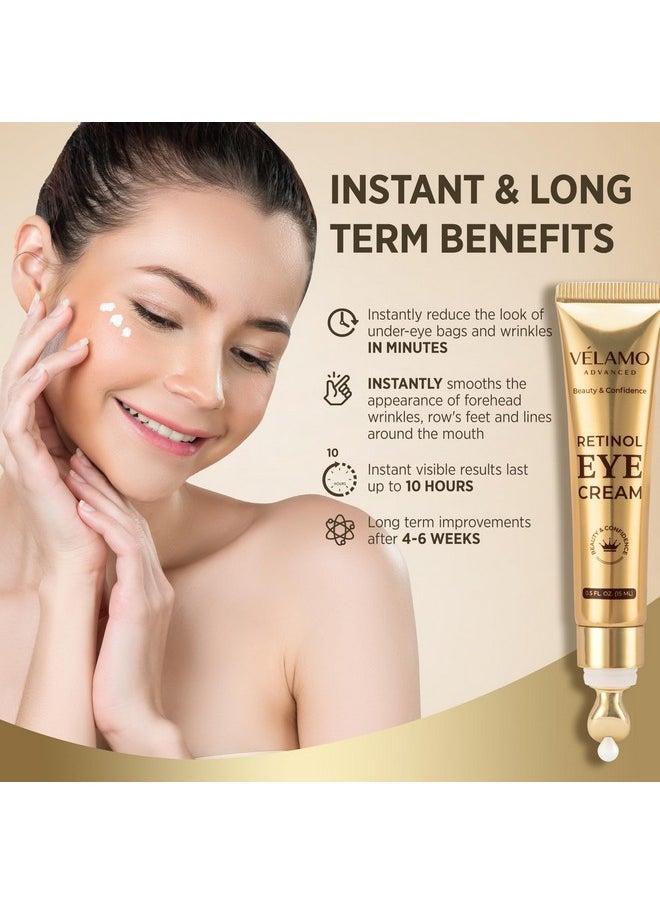 Rapid Reduction Retinol Eye Cream: Instant Face Lifting Cream Tightening Firming - Under Eye Cream Anti Aging Instantly Reduces Wrinkles Fine Lines Eye Bags Puffiness Dark Circles Crow'S Feet