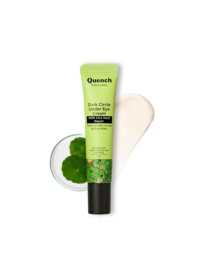 Quench Korean Dark Circle Under Eye Cream With Cooling Massage Roller | Enriched With Cica Herb Repair & Korean Ginseng | Reduces Puffiness & Fine Lines | Brightens Under Eye | Made In Korea (15Ml)