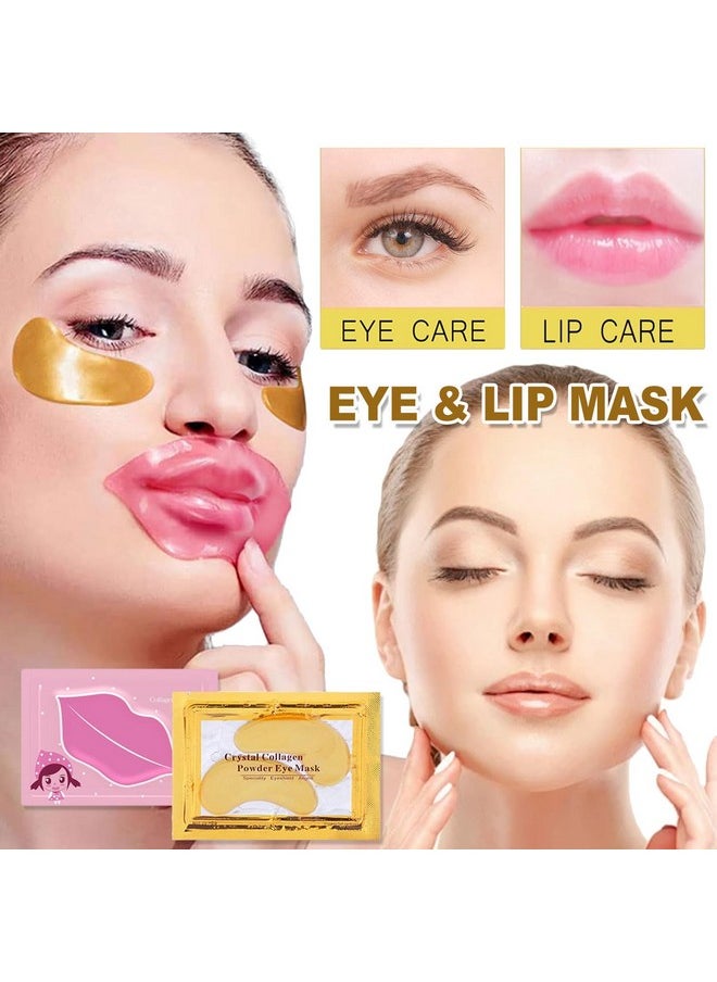 30 Pairs Lip Masks & 24K Gold Eye Masks, Crystal Collagen Eye Patches For Puffy Eyes, Moisturizing & Reduce Wrinkles, Lip Care & Under Eye Mask For Dark Circles And Puffiness