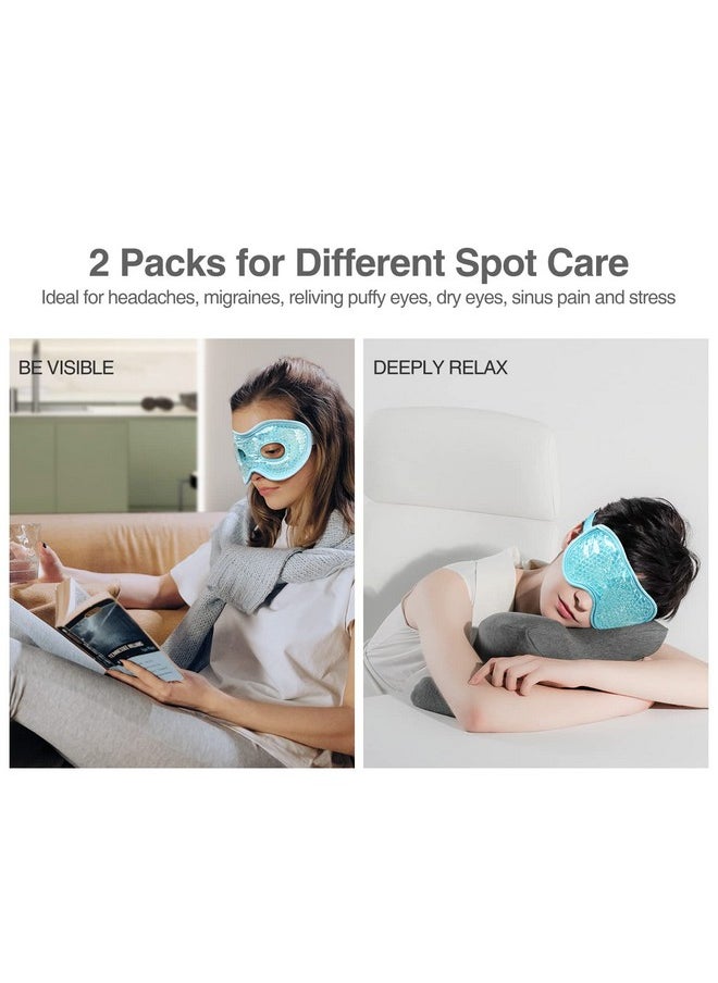 Gel Eye Mask Cooling Eye Mask For Dry Eyes 2Pcs, Heated Warm Eye Ice Pack Reusable Gel Sleep Mask, Frozen Cold Eye Compress For Puffiness/Dark Circles/Headaches/Allergies (Blue)