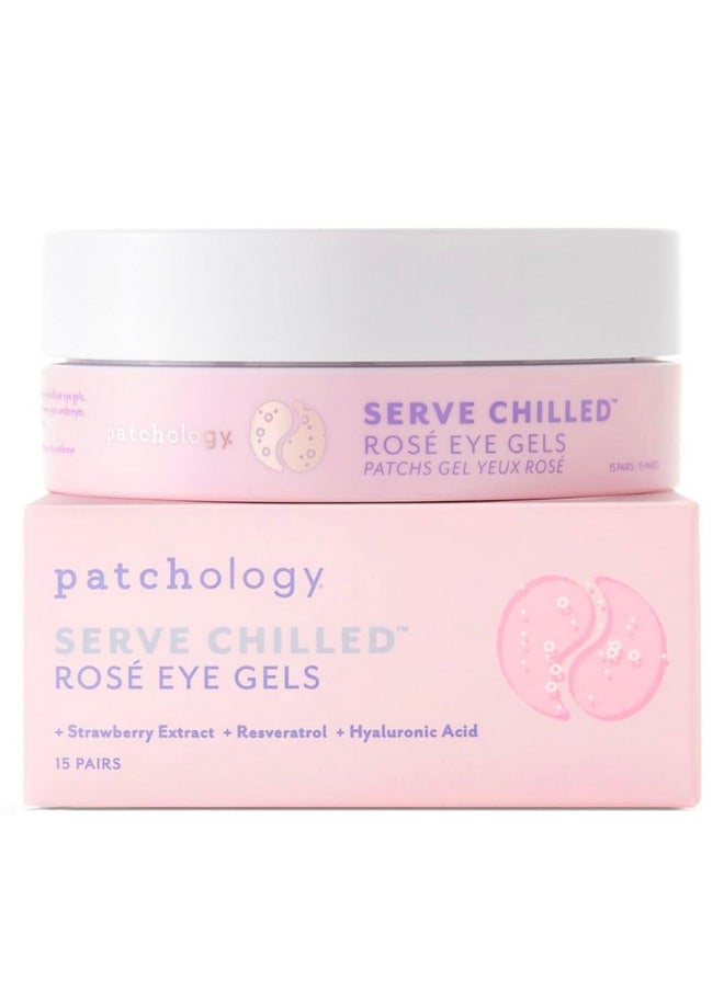 Serve Chilled Rosé Eye Gels - Eye Patches For Puffy Eyes & Dark Circles, Gel Eye Patches, Under Eye Mask W/Hyaluronic Acid, Eye Treatment Products & Mini Beauty Products (15 Pairs/Jar)