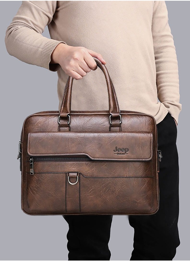 Mens Messenger Bag Leather 15 Inches Laptop Briefcase Large Laptop Bag Satchel Crossbody Bag