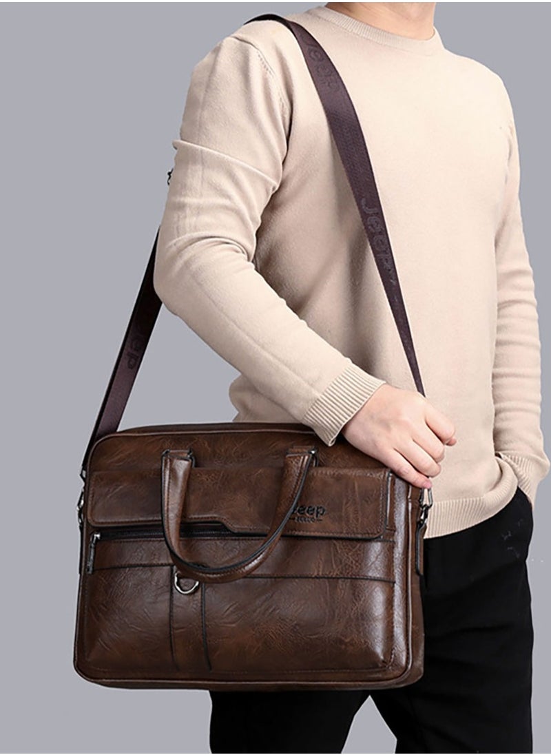Mens Messenger Bag Leather 15 Inches Laptop Briefcase Large Laptop Bag Satchel Crossbody Bag