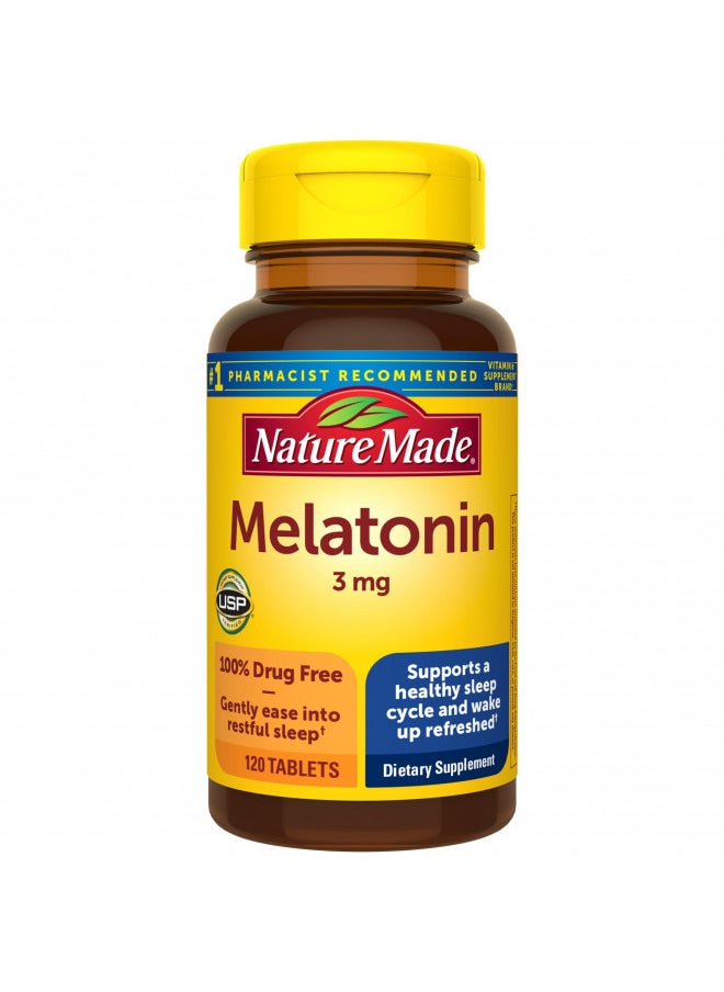 Nature Made Melatonin 3Mg Tablets, 100%   Free Sleep Aid For Adults, 120 Tablets, 120 Day Supply