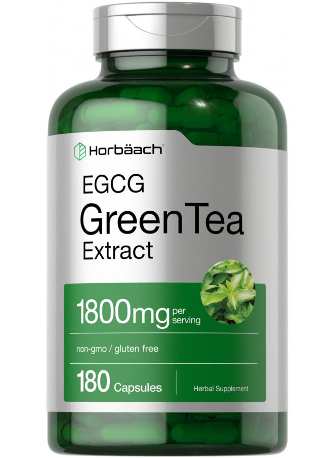 Horbäach Egcg Green Tea Extract Pills | 180 Capsules | Max Potency | Non Gmo & Gluten Free Supplement