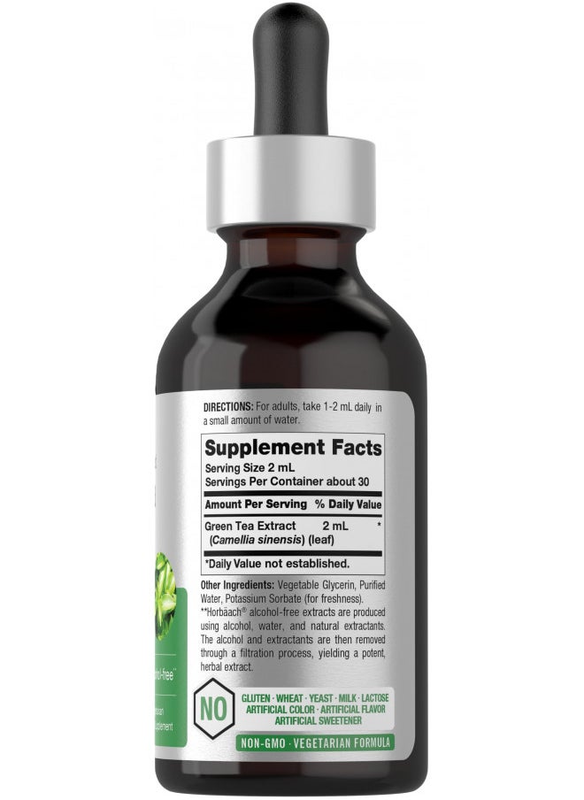 Horbäach Green Tea Extract Liquid | 2 Fl Oz | Alcohol Free, Vegetarian Tincture | Super Con Centrumrated Supplement | Non Gmo, Gluten Free