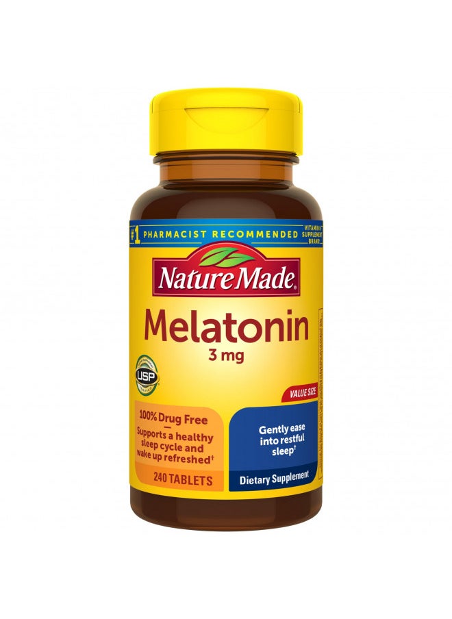 Nature Made Melatonin 3Mg Tablets, 100%   Free Sleep Aid For Adults, 240 Tablets, 240 Day Supply