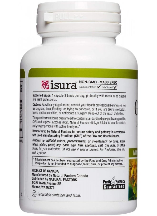 Herbalfactors By Natural Factors, Ginkgo Biloba, Supports Memory, Mental Performance and Healthy Brain Function, 60 Capsules (60 Servings)