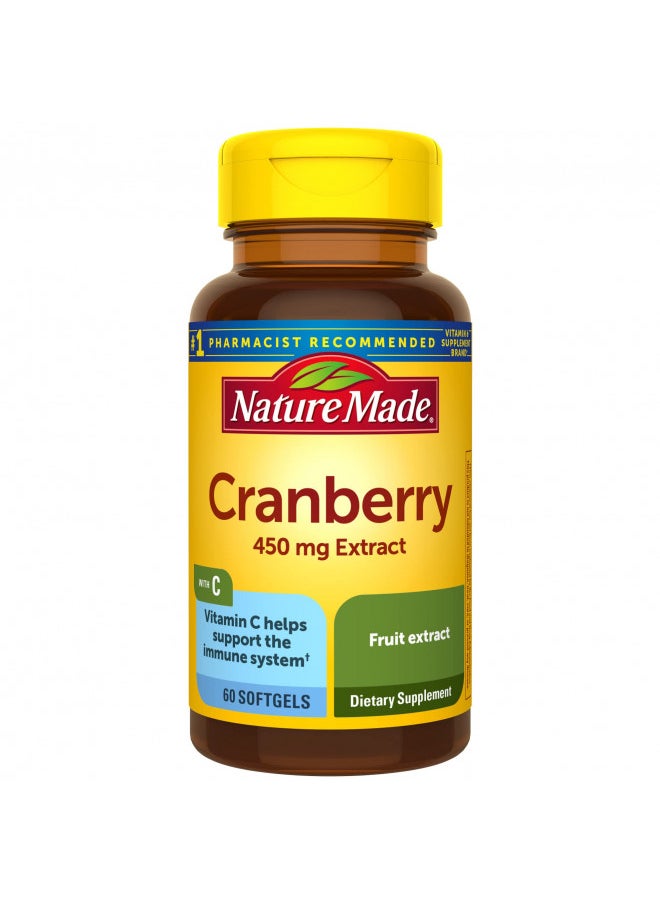 Nature Made Cranberry With Vitamin C, Dietary Supplement For Immune and Antioxidant Support, 60 Softgels, 30 Day Supply