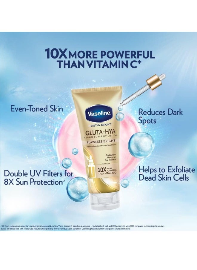 Vaseline Healthy Bright Gluta-Hya Serum Burst UV Lotion Flawless bright (330ml) 2pcs