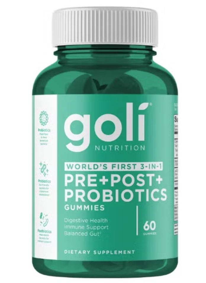 Goli 3 In 1 Prebiotics + Postbiotics + Probiotics Gummies, Pack of 60's