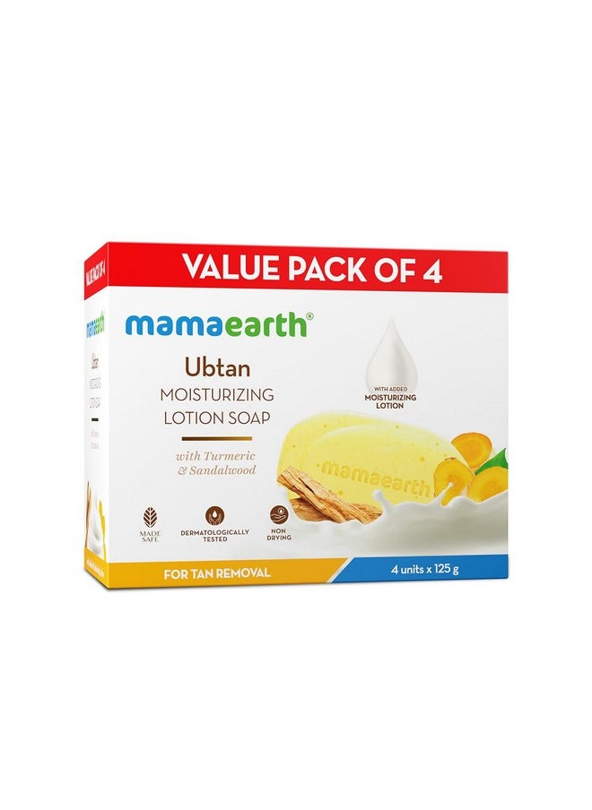 Ubtan Moisturizing Lotion Soap 125 G (Pack Of 4) | Removes Tan | Benefits Of Lotion In A Soap | Gently Exfoliates & Deeply Cleanses | Nourishes Dry Skin | Non Drying | Grade 1 Soap
