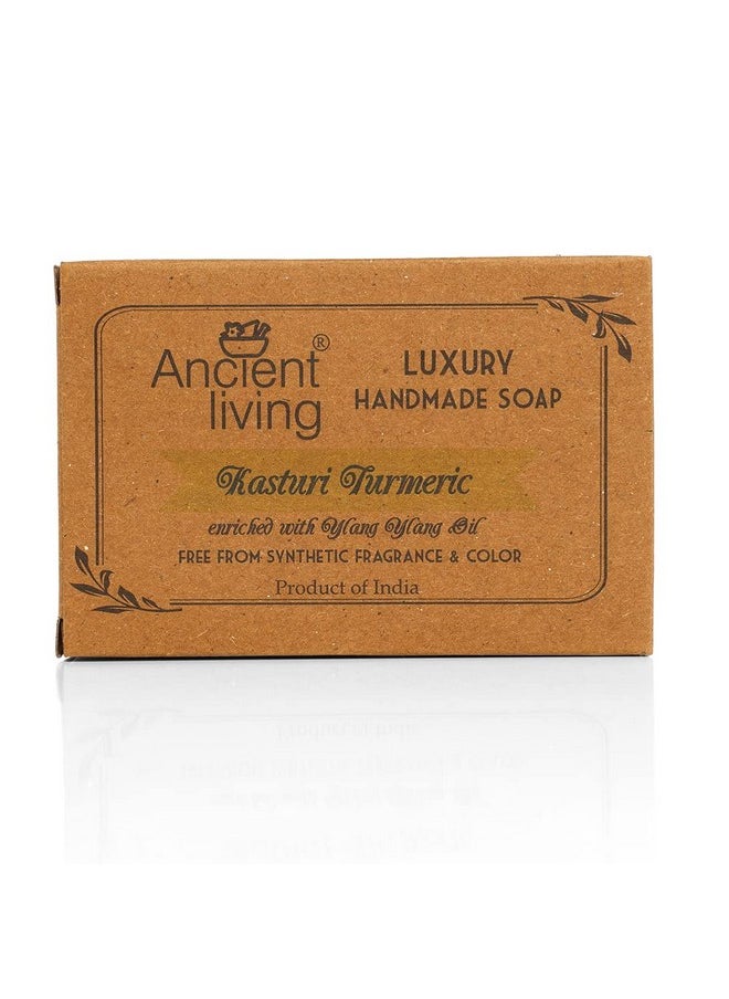 Kasthuri Tumeric Luxury Handmade Soap -100 Gm (Set Of 2) Organic Hydrating Bath Soap Radiant & Clear Skin Suitable For Dry And Combination Skin