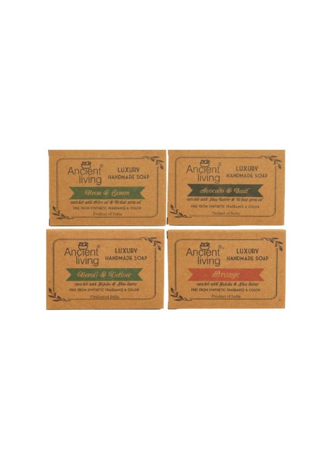 Luxury Handmade Moisturizing | Deep Cleansing | Exfoliating Bathing Organic Soaps Hydrating | Daily Use Suitable For Dry Skin - 4 Soaps - 100 Gm Each