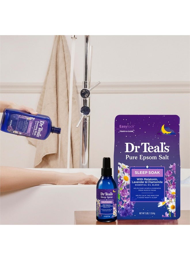 Foaming Bath With Pure Epsom Salt, Sleep Blend With Melatonin, Lavender & Chamomile Essential Oils, 34 Fl Oz (Pack Of 2) (Packaging May Vary)