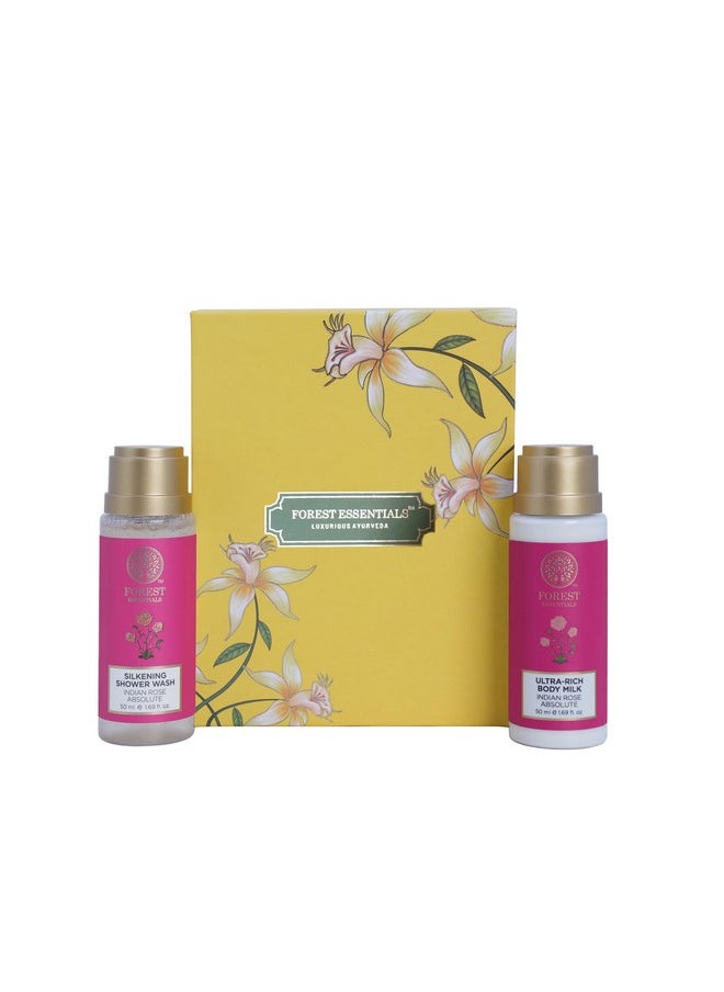 Indian Rose Absolute Gift Box | Body Care Gift Set With Premium Body Wash & Body Lotion | 2 Piece Gift Set