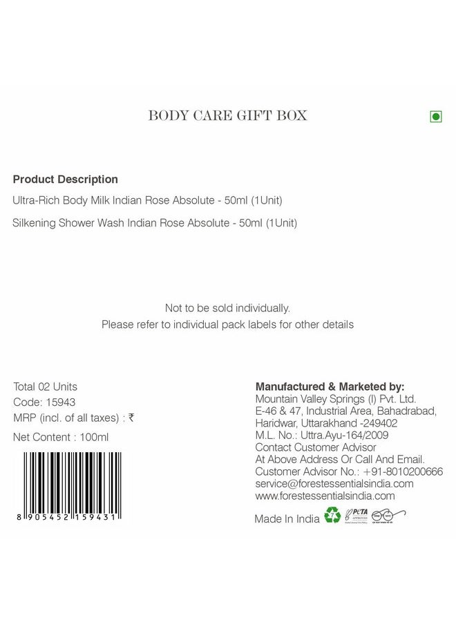 Indian Rose Absolute Gift Box | Body Care Gift Set With Premium Body Wash & Body Lotion | 2 Piece Gift Set