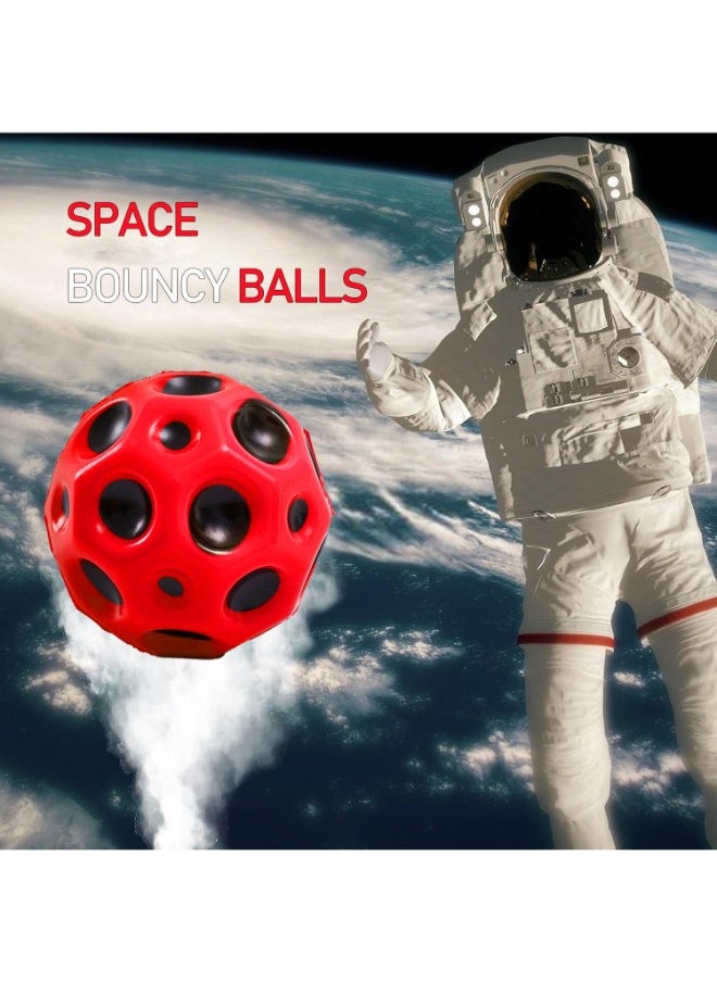 3 Pack Space Moon Balls – Super High Bouncing Meteor Balls with Pop Sounds | Rubber Bounce Balls for Kids & Adults, Sport Training Ball for Indoor & Outdoor (Red, Yellow, Blue)