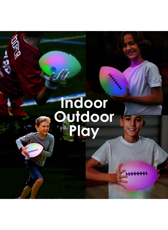 Light Up Football - Glow In The Dark Led Ball - Football For Night Sports - Fun Boy Toys For Beach And Backyard - Outdoor Sports Birthday Gifts For Boys Ages 3 And Above (White)