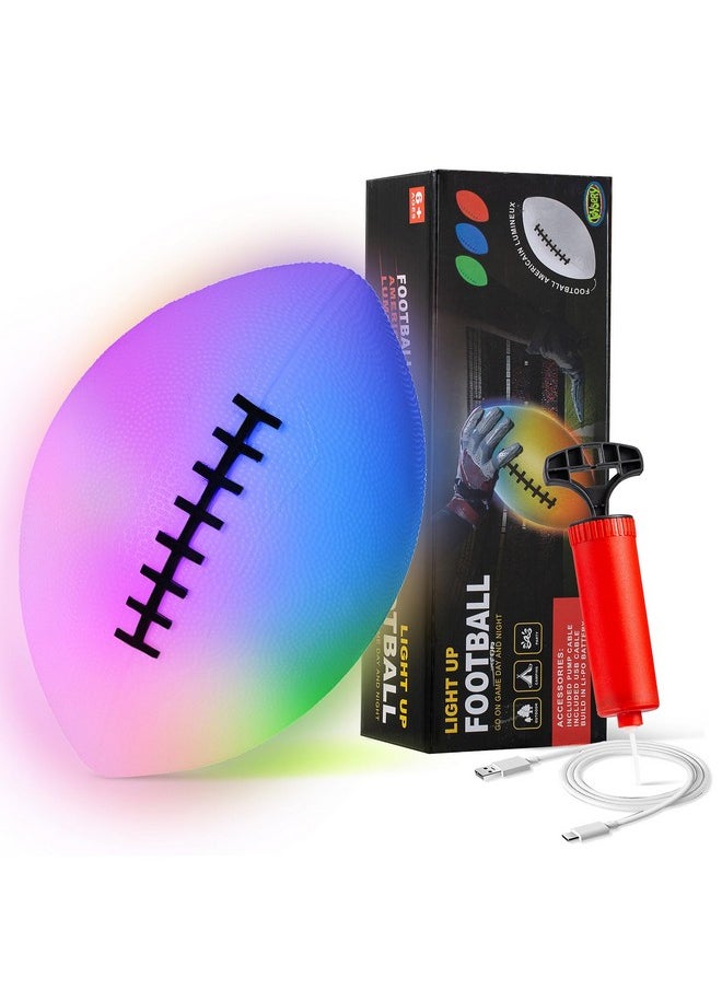 Light Up Football - Glow In The Dark Led Ball - Football For Night Sports - Fun Boy Toys For Beach And Backyard - Outdoor Sports Birthday Gifts For Boys Ages 3 And Above (White)