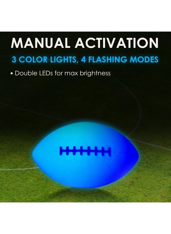 Light Up Football - Glow In The Dark Led Ball - Football For Night Sports - Fun Boy Toys For Beach And Backyard - Outdoor Sports Birthday Gifts For Boys Ages 3 And Above (White)