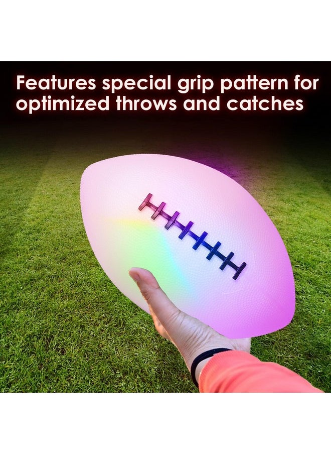 Light Up Football - Glow In The Dark Led Ball - Football For Night Sports - Fun Boy Toys For Beach And Backyard - Outdoor Sports Birthday Gifts For Boys Ages 3 And Above (White)