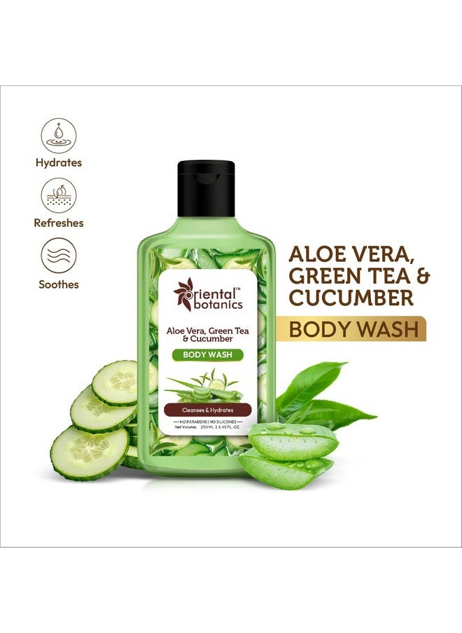 Stbotanica Aloe Vera,Green Tea&Cucumber Body Wash,250Ml|Infused With Aloe Vera,Green Tea&Cucumber|Refreshes&Hydrates Skin|No Parabens&Sulphates|Cruelty Free&Vegan