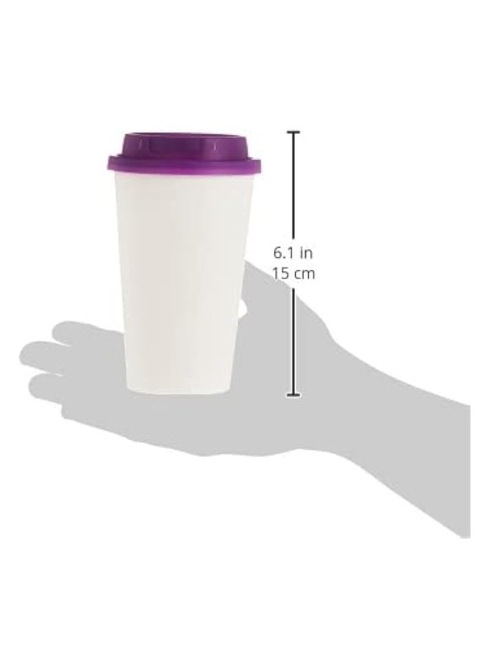 BAYADER فن Paper Cups with Lids and heat protection Sleeves ,473ml (Pack of 10), Purple