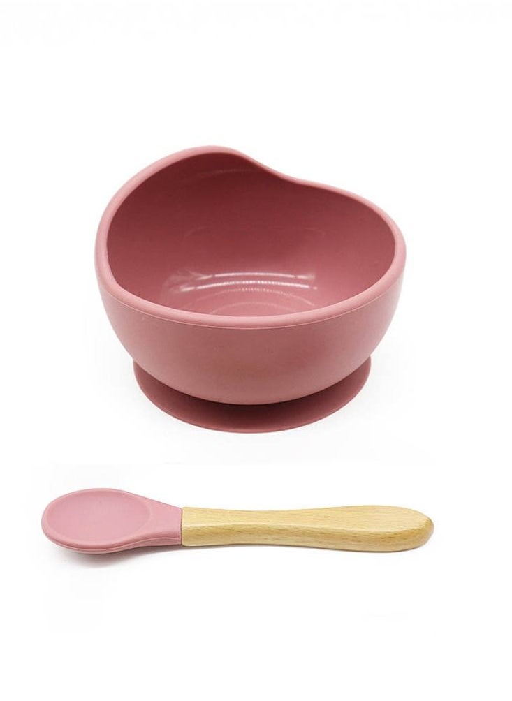 Silicone bowl and spoon baby feeding set