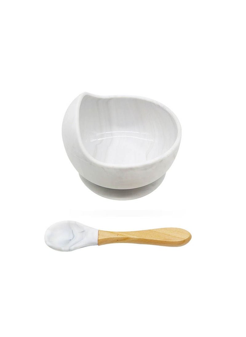 Silicone bowl and spoon baby feeding set