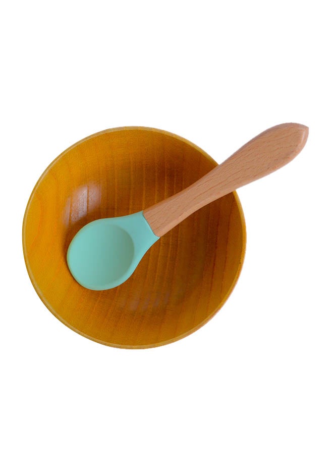 Wooden Baby Feeding Bowl And Spoon Set