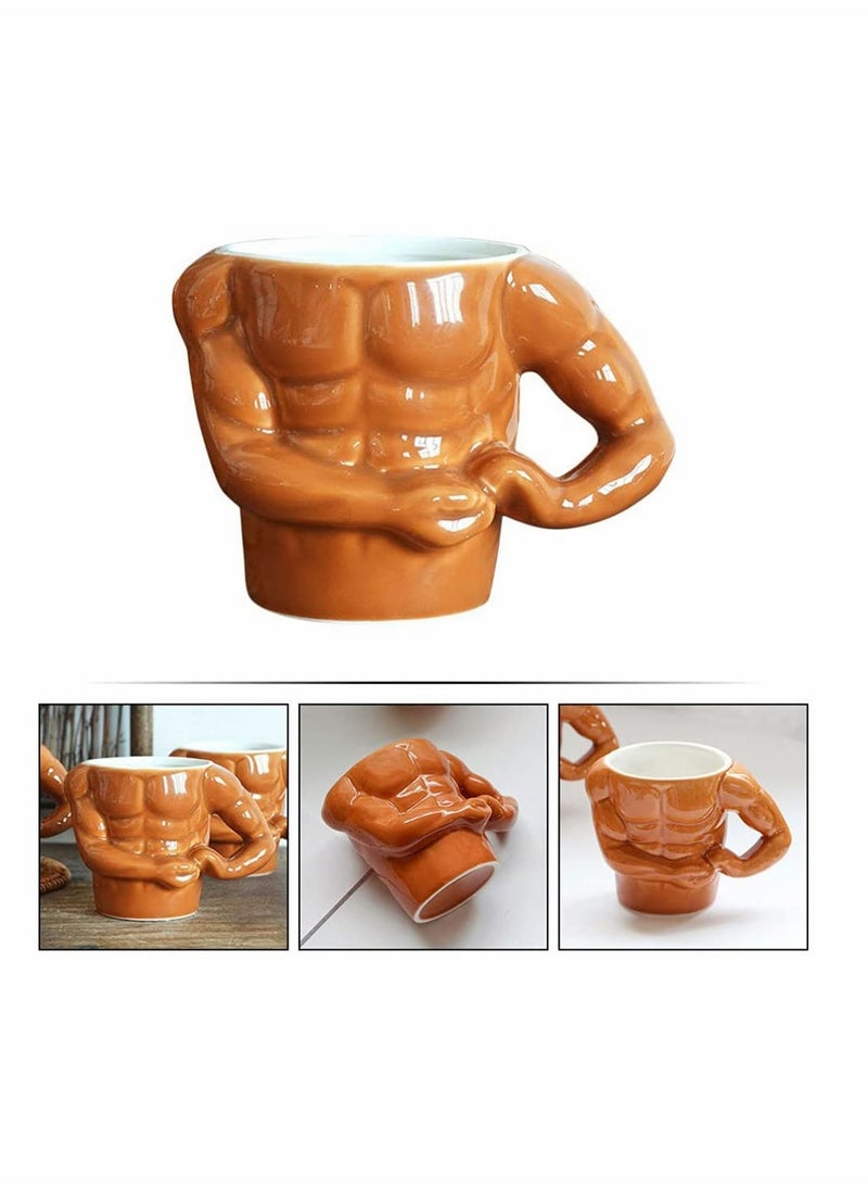 Ceramic Coffee Mug, Funny Muscle Man Shape Water Cup Boyfriend Husband Coworkers Muscle Tea Milk Cup for Girlfriend Birthday Party Joke Toy Gag Funny Gift (300ML)