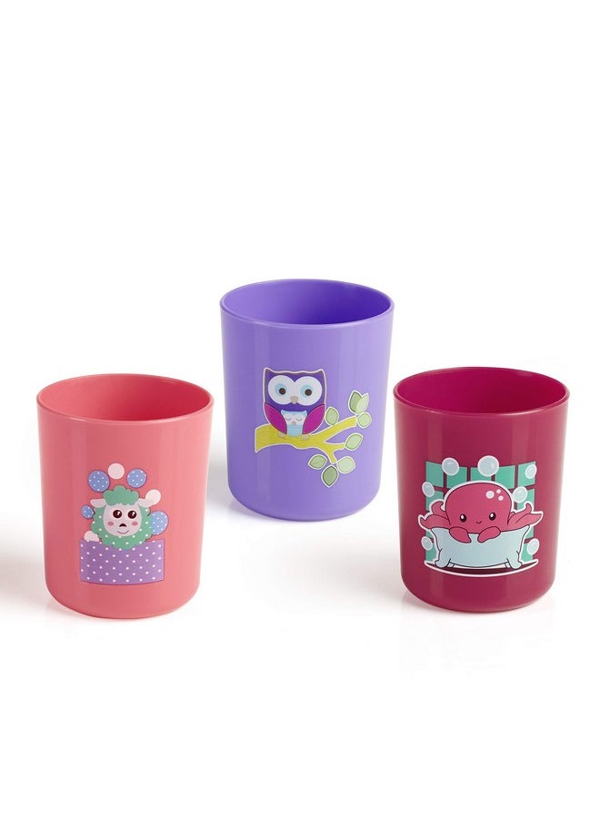 Boo Boo Cup For Kids, 100% Bpa Free, Training Cup Set For Baby/Toddlers, Unbreakable 3Pcs Baby Tumbler Glass Set, 240 Ml, 8 Oz.(Pink & Violet, 18M+)